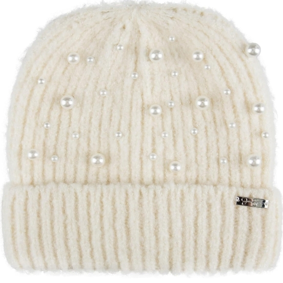 Jessica Simpson Women's Cream Pearl Knit Beanie OS - Picture 1 of 5